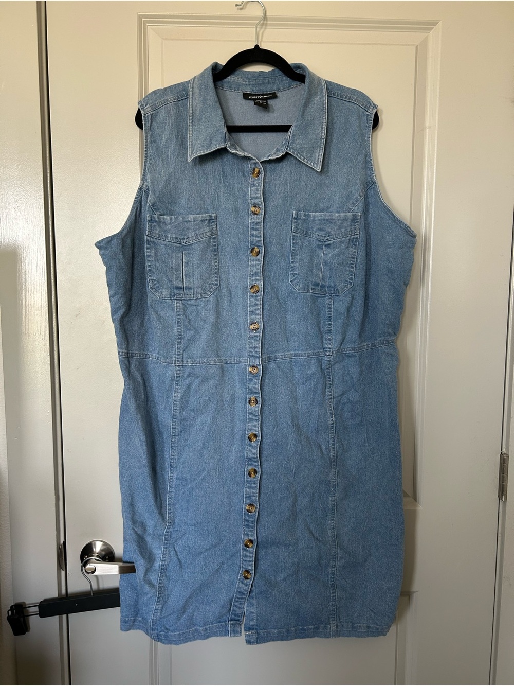 Ashley Stewart Light Blue Denim Shirt Dress